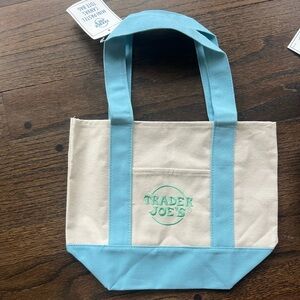 Trader Joe's Blue Mini Canvas Tote Bag NWT